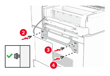 The screws are aligned, and then loosely attached to the mounting bracket.