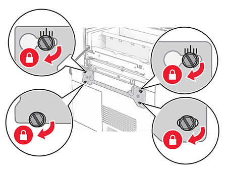 The screws are aligned, and then tightened.