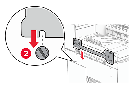 Installing the booklet finisher and paper transport unit | Lexmark