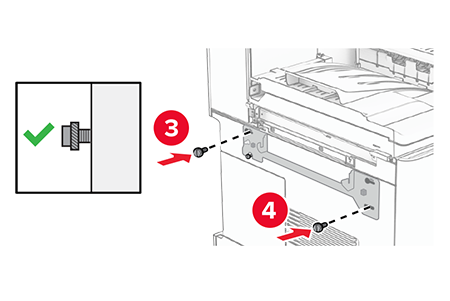 Installing the booklet finisher and paper transport unit | Lexmark