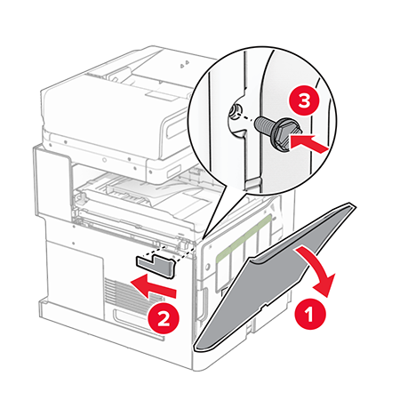 Installing the high-capacity staple finisher and paper transport