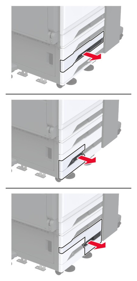 Paper jam in the optional trays | Lexmark CX931