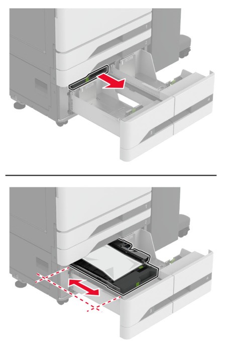 Paper jam in the optional trays | Lexmark CX931