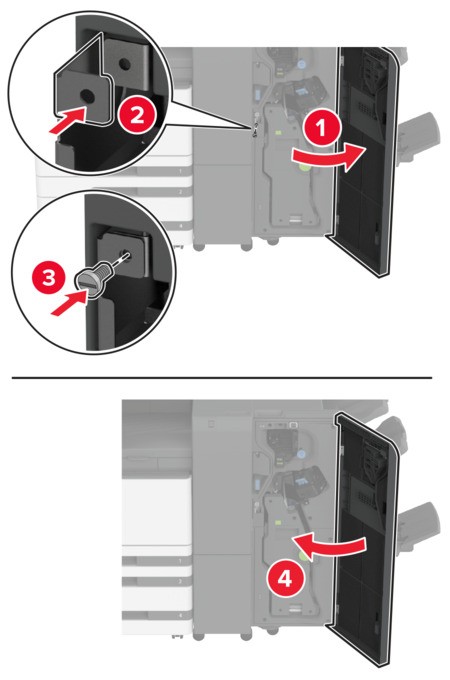Installing the trifold/Z‑fold finisher | Lexmark CX943