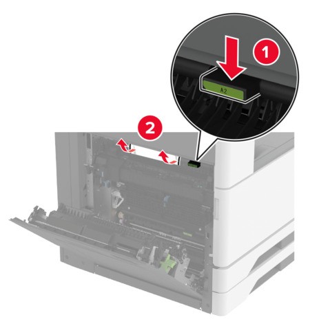 Paper jam in the booklet finisher | Lexmark XC9465