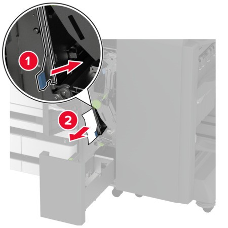 Paper jam in the trifold/Z‑fold finisher | Lexmark XC9455