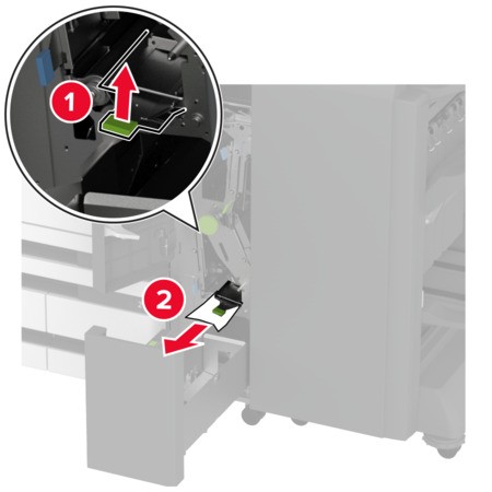 Paper jam in the trifold/Z‑fold finisher | Lexmark CX943
