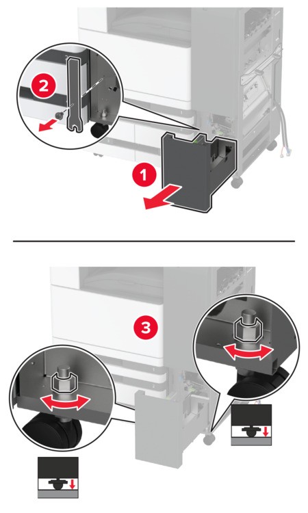 Installing the trifold/Z‑fold finisher | Lexmark CX944