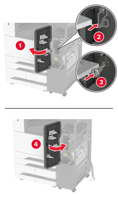 Installing the trifold/Z‑fold finisher | Lexmark CX944