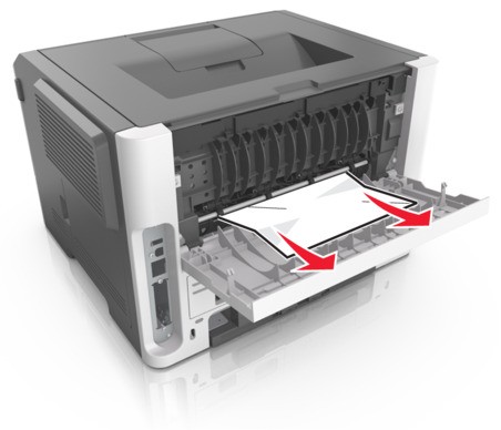 Paper jam in the rear door | Lexmark MS410