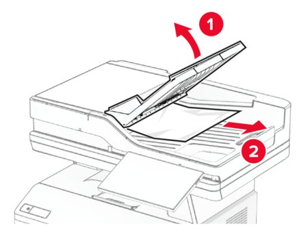Paper jam in the automatic document feeder | Lexmark XM3346