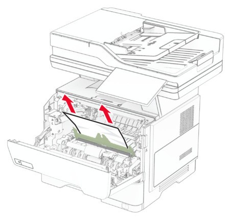 Atolamento de papel na porta A | Lexmark MX532