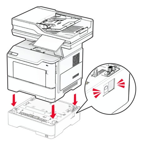 Installing optional trays | Lexmark MX532