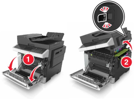 Paper jam in the front door | Lexmark CX317