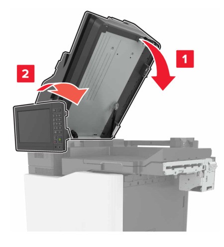 Installing the multiposition staple, hole punch finisher | Lexmark