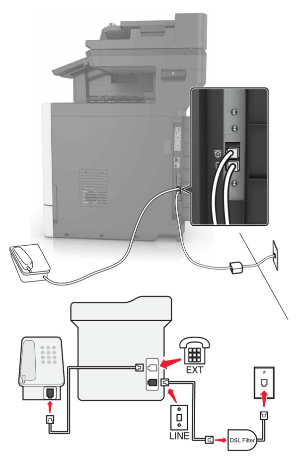 Setting up fax using digital subscriber line | Lexmark CX825
