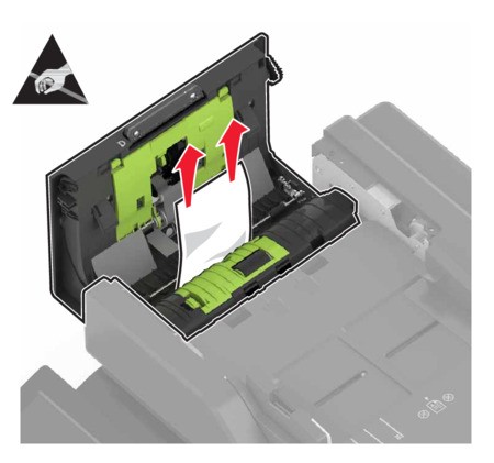 Paper jam in the automatic document feeder | Lexmark CX825