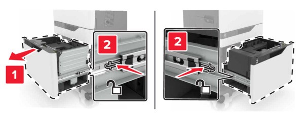 Replacing the 2200‑sheet tray insert | Lexmark XC6153
