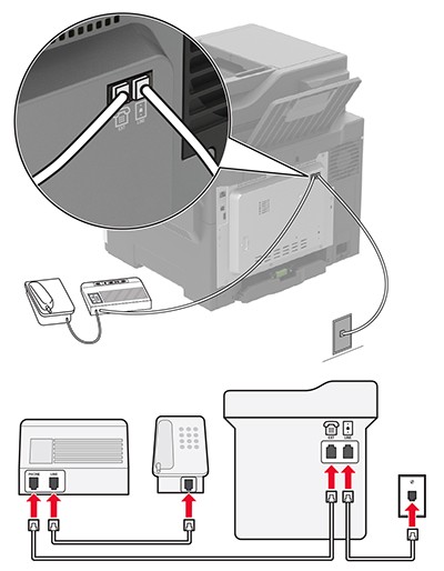 Setting up fax using a standard telephone line | Lexmark CX522