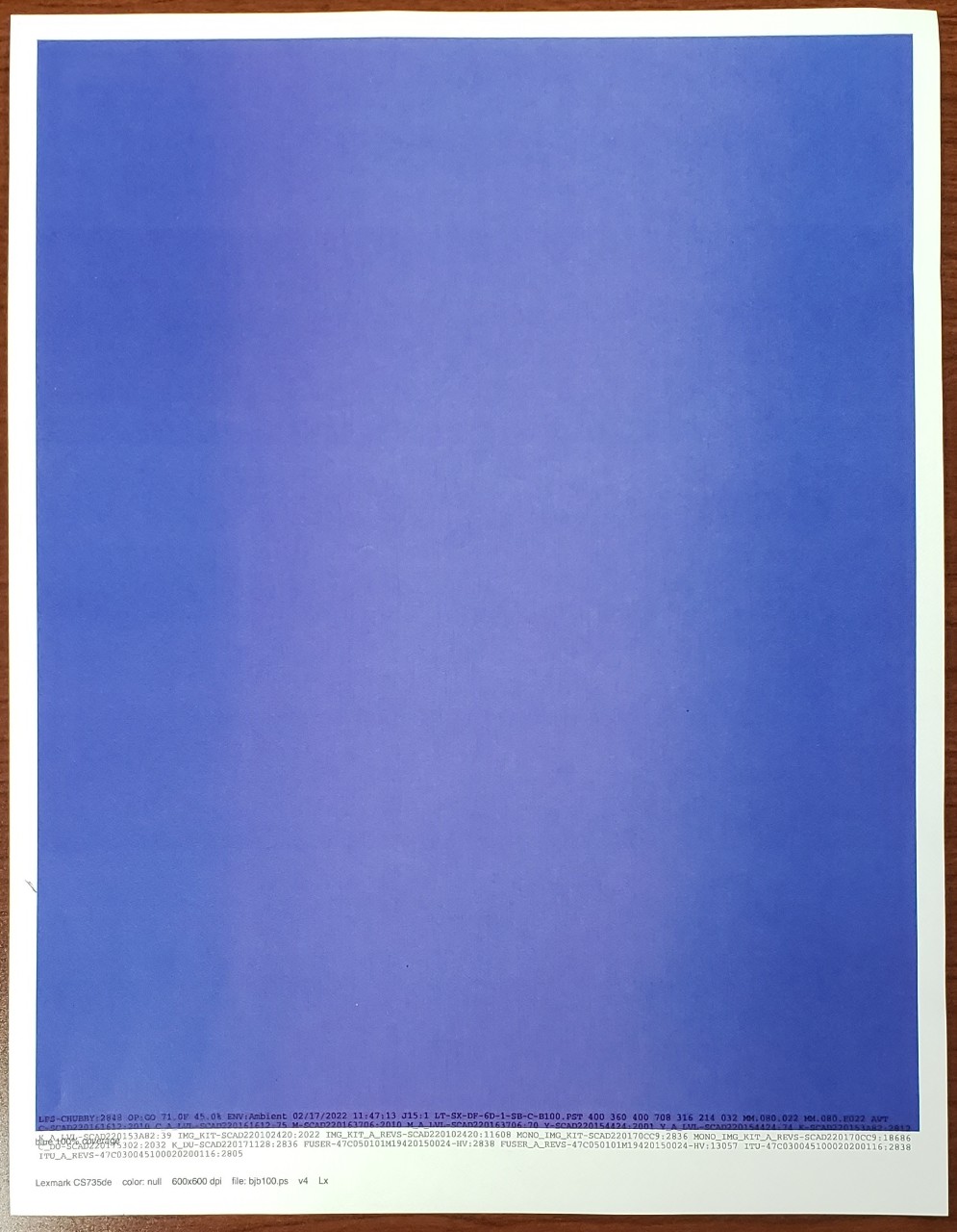 Light print on printed page colors check | Lexmark XC4352