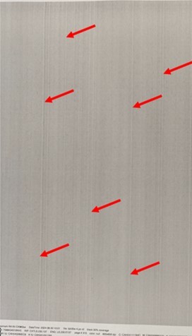 Multiple thin horizontal lines when printing a black halftone